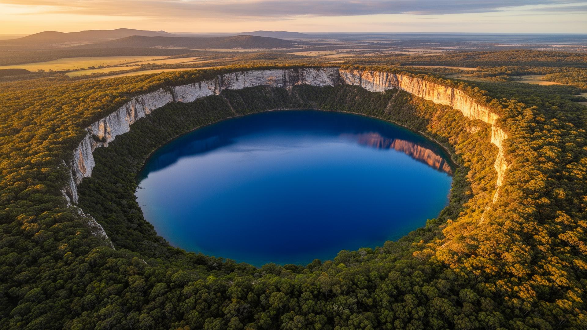Aerial view of Mount Gambier's Blue Lake